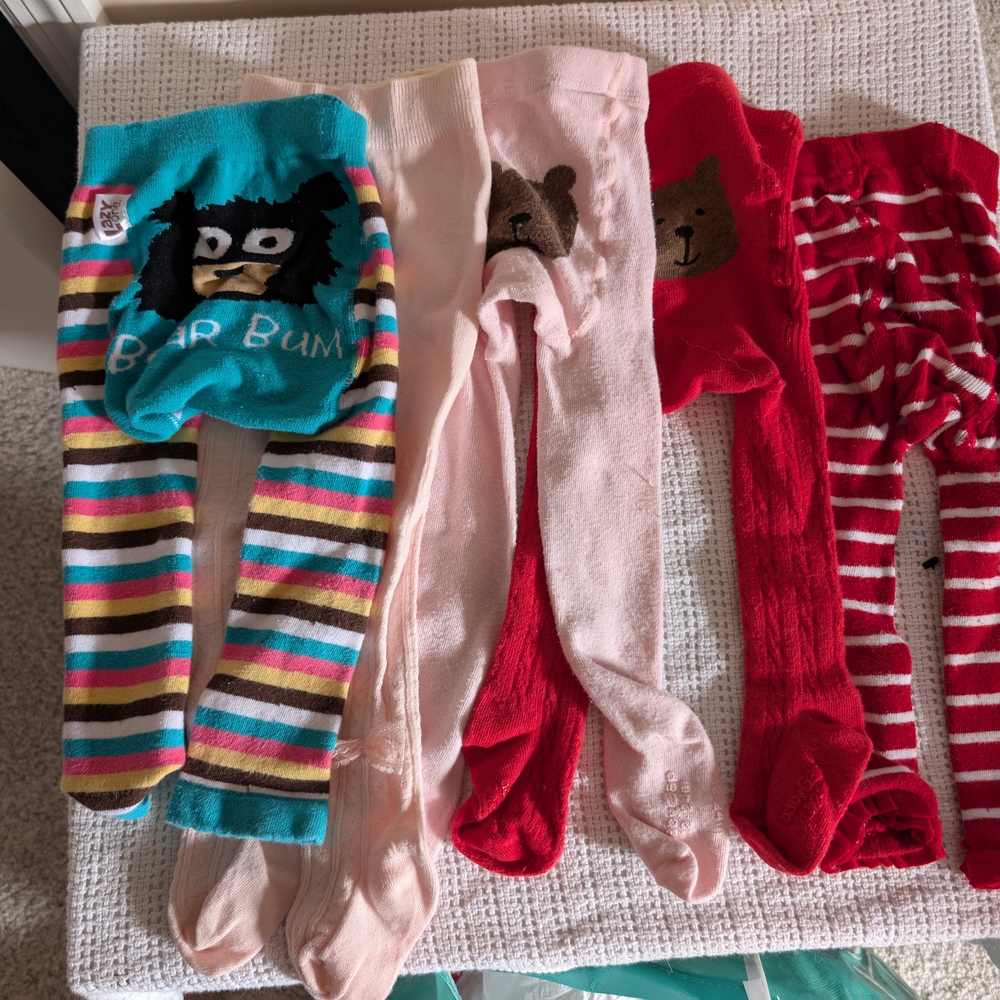 Colorful Baby Tights with Bear Design